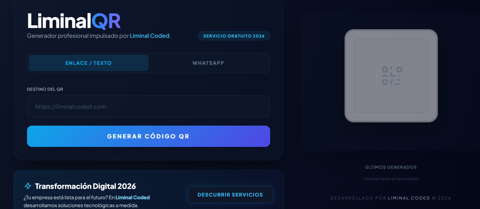 Liminal QR – Generador de Códigos QR Profesional
