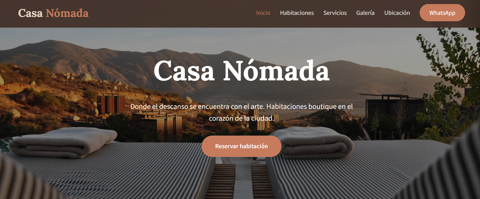 Casa Nómada – Hotel Boutique con Motor de Reservas y Pago Anticipado
